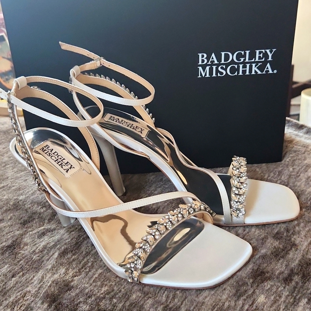 Badgley Mischka Kerry Navette Crystal Strappy Stiletto